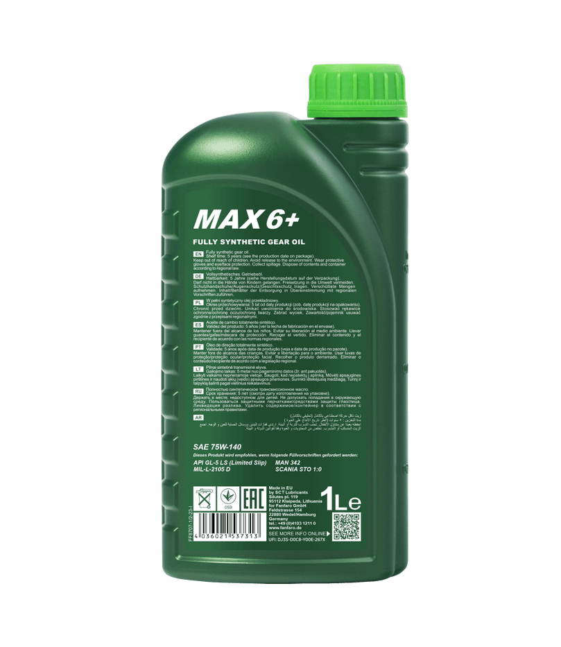 Fanfaro Max 6+ 75W140 Versnellingsbakolie - 1 liter