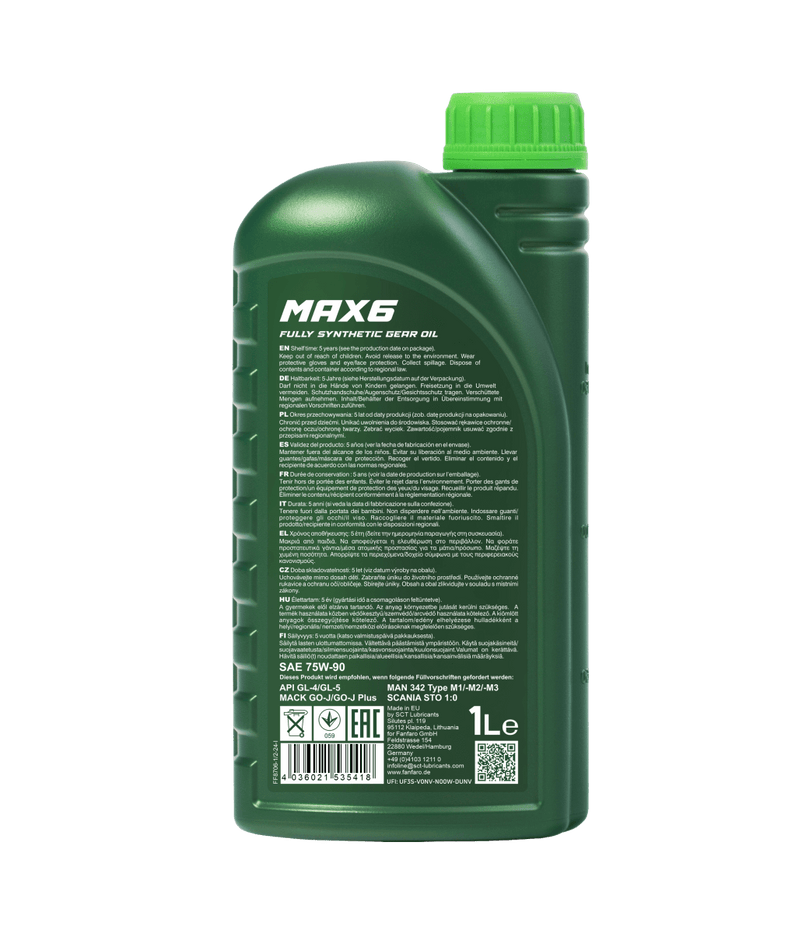 Fanfaro Max 6 | 75W90 Versnelingsbakolie API GL-4 / GL-5 | 1 Liter
