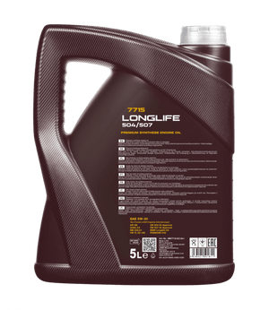 Mannol Longlife 504/507 | 5W30 Vol Synthetische motorolie | 5 Liter