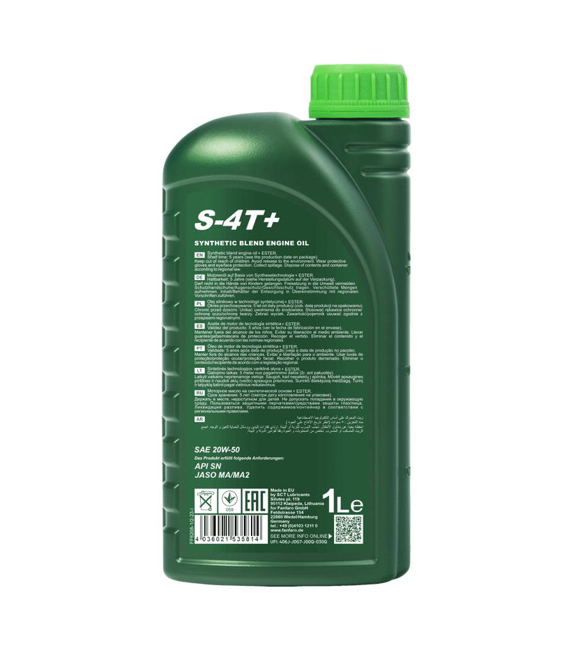 Fanfaro S-4T+ | 20W-50 Motorolie voor 4-takt motoren | 1 Liter - Oliereus