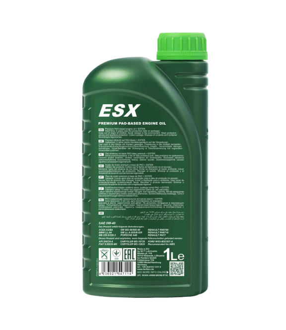 Fanfaro ESX | 0W40 | Vol Synthetische Motorolie | 1 Liter