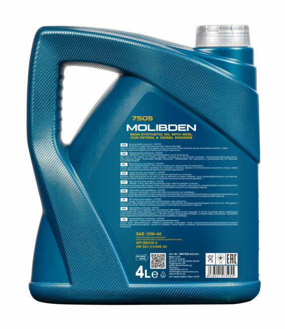 Mannol Molibden | 10W40 Semi Synthetische motorolie | 4 Liter - Oliereus