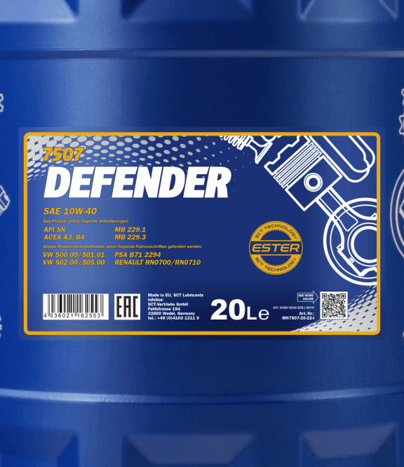 Mannol Defender | 10W40 Semi Synthetische motorolie | 20 Liter