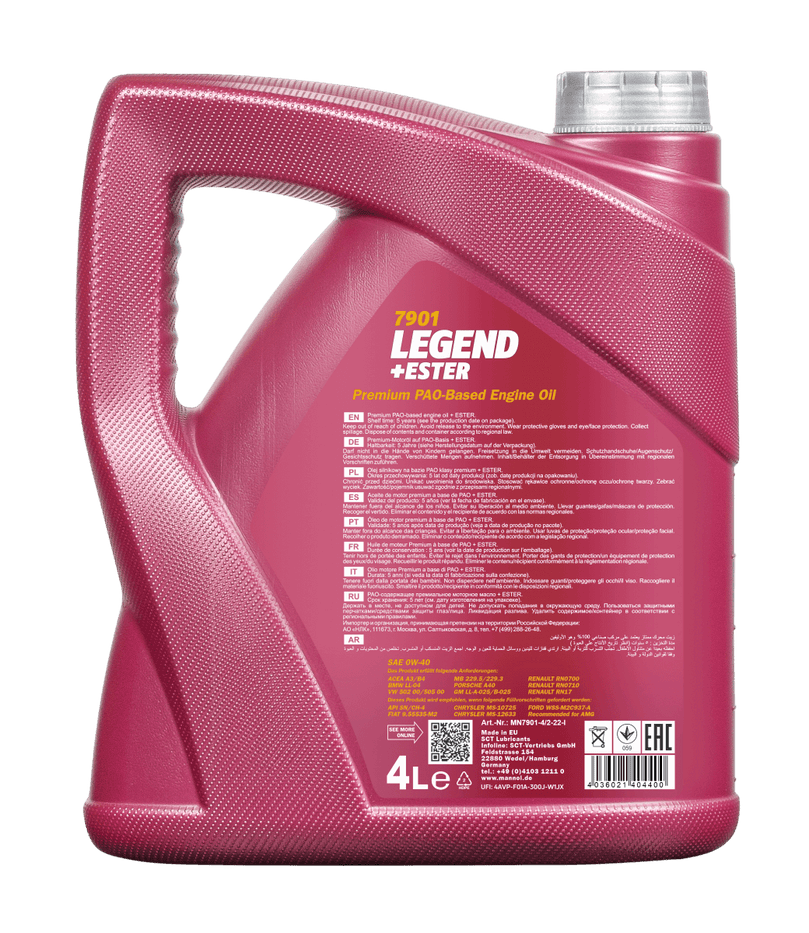 Mannol Legend Ester | Synthetische 0W40 motorolie | 4 Liter