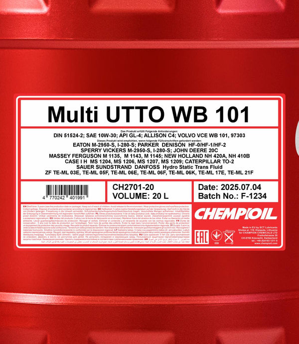 Chempioil 2701 Multi UTTO WB 101 - 20 Liter