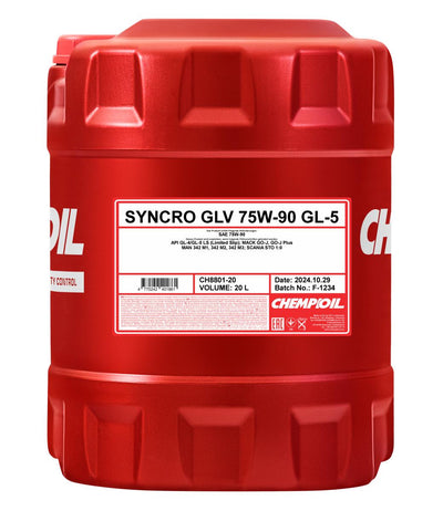 Chempioil 8801 Syncro GLV 75W-90 GL-4/GL-5 LS Versnellingsbakolie - 20 Liter