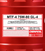 Chempioil 8804 MTF-4 75W-80 GL-4 Versnellingsbakolie - 20 Liter