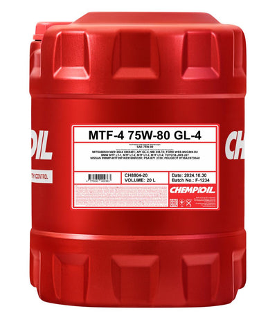 Chempioil 8804 MTF-4 75W-80 GL-4 Versnellingsbakolie - 20 Liter