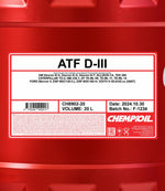 Chempioil 8902 ATF D-III Versnellingsbakolie - 20 Liter