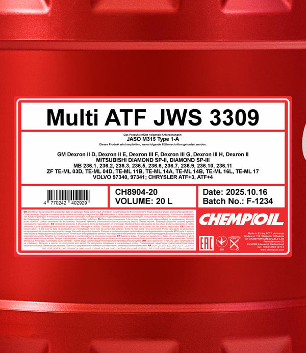 Chempioil 8904 Multi ATF Versnellingsbakolie - 20 Liter