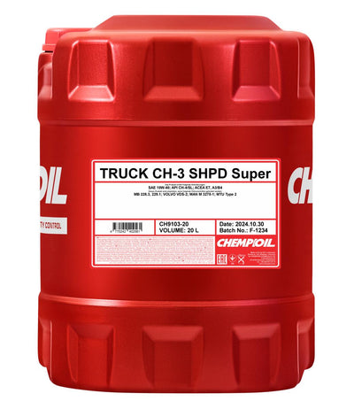 Chempioil 9103 CH-3 TRUCK Super SHPD 10W-40 Motorolie - 20 Liter