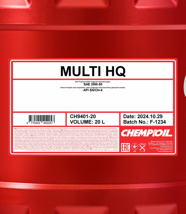 Chempioil 9401 Multi HQ 20W-50 Motorolie - 20 Liter