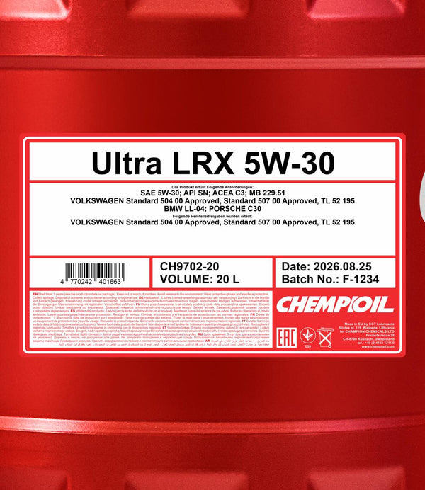 Chempioil 9702 Ultra LRX 5W-30 Motorolie - 20 Liter