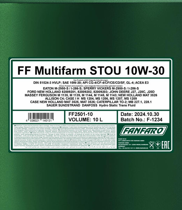 Fanfaro 2501 Multifarm STOU 10W-30 Motorolie - 10 Liter