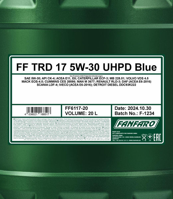 Fanfaro 6117 TRD-17 UHPD 5W-30 Blue Motorolie - 20 Liter