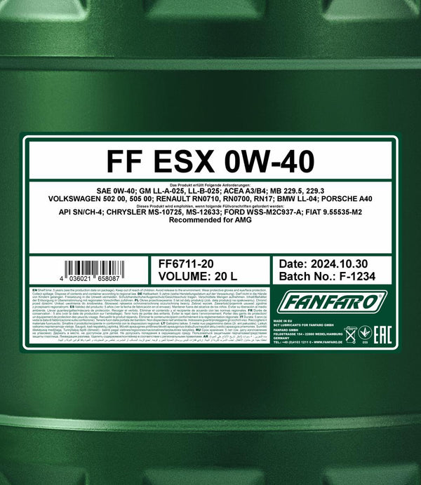 Fanfaro 6711 ESX 0W-40 Motorolie - 20 Liter