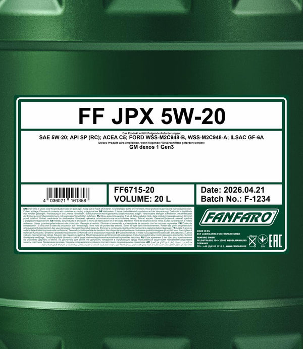 Fanfaro 6715 JPX 5W-20 Motorolie - 20 Liter