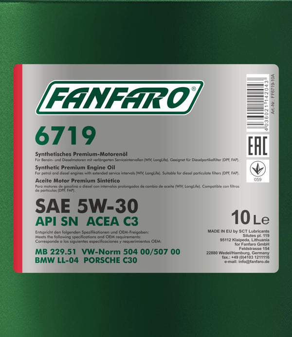 Fanfaro 6719 SAE 5W-30 Motorolie - 10 Liter