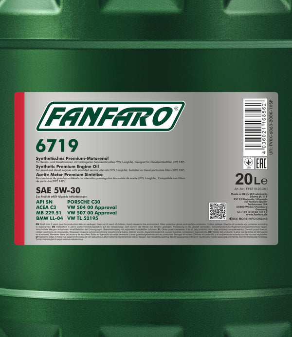 Fanfaro 6719 SAE 5W-30 Motorolie - 20 Liter