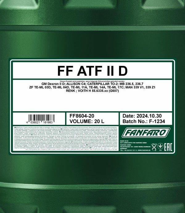 Fanfaro 8604 ATF II D Versnellingsbakolie - 20 Liter