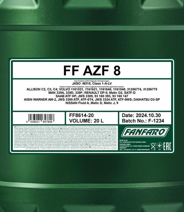 Fanfaro 8614 AZF 8 Versnellingsbakolie - 20 Liter