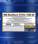 Mannol 2502 Multifarm STOU 10W-40 Motorolie - 20 Liter