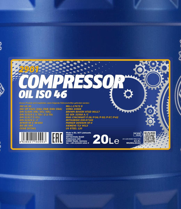 Mannol 2901 Compressor Oil ISO 46 - 20 Liter