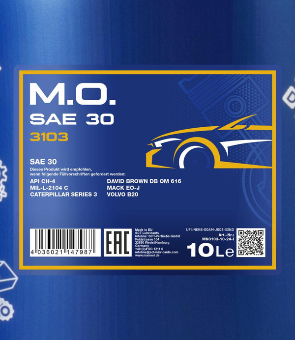 Mannol 3103 M.O. SAE 30 Hydrauliekolie - 10 Liter