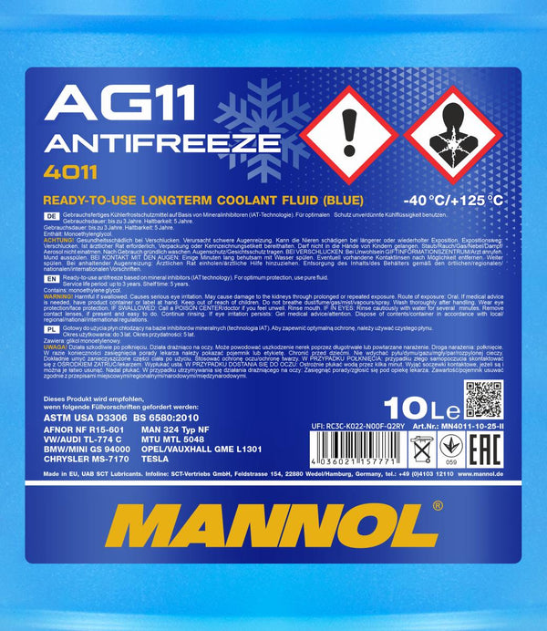 Mannol 4011 Antifreeze AG11 (-40) Longterm Koelvloeistof