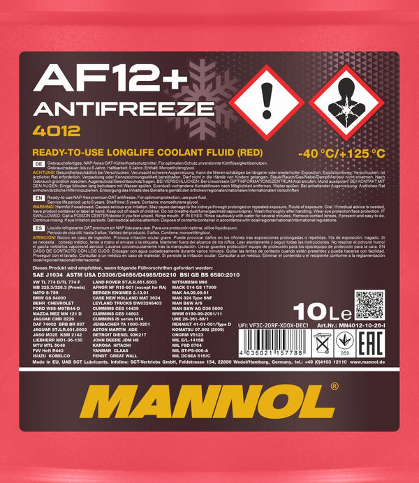 Mannol 4012 Antifreeze AF12+ (-40) Longlife Koelvloeistof