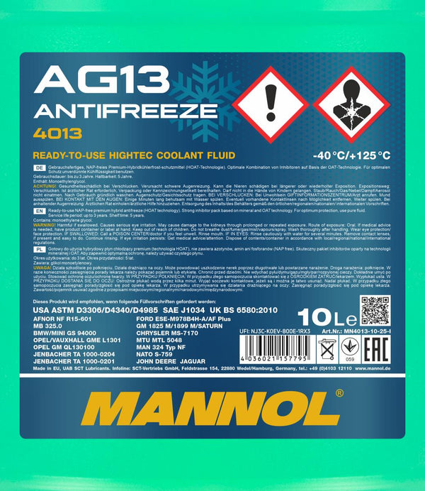 Mannol 4013 Antifreeze AG13 (-40) Hightec Koelvloeistof