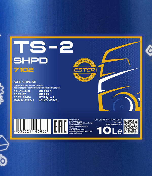 Mannol 7102 TS-2 SHPD 20W-50 Motorolie - 10 Liter