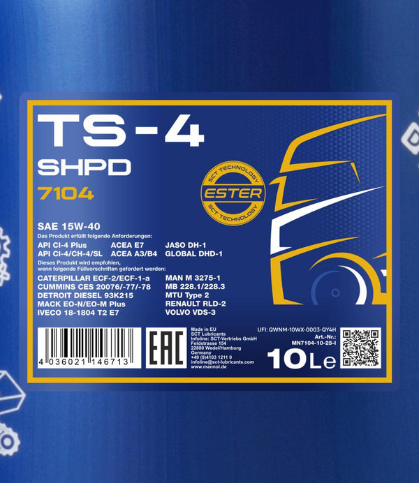 Mannol 7104 TS-4 SHPD 15W-40 Extra Motorolie - 10 Liter