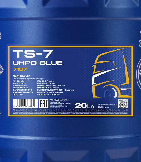 Mannol 7107 TS-7 UHPD 10W-40 Blue Motorolie - 20 Liter