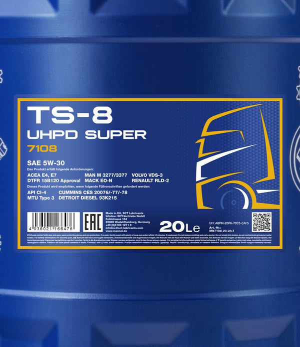 Mannol 7108 TS-8 UHPD 5W-30 Super Motorolie - 20 Liter