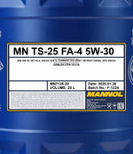 Mannol 7125 TS-25 FA-4 5W-30 Motorolie - 20 Liter