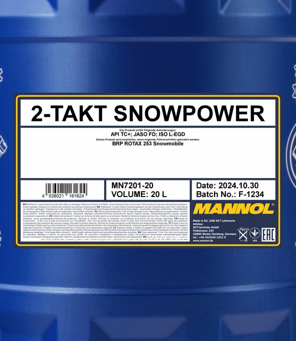 Mannol 7201 2-Takt Snowpower 2-takt olie - 20 Liter