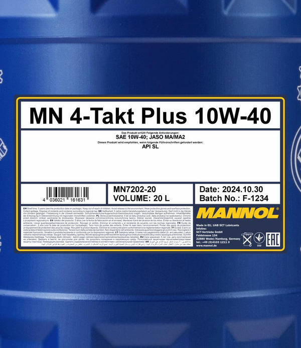 Mannol 7202 4-Takt Plus 10W-40 2-takt olie - 20 Liter