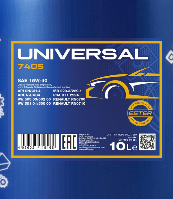 Mannol 7405 Universal 15W-40 Motorolie - 10 Liter
