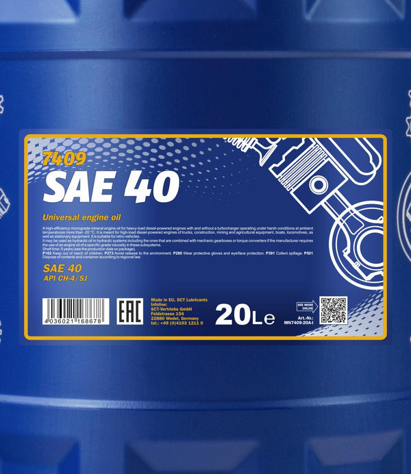 Mannol 7409 SAE 40 Motorolie - 20 Liter