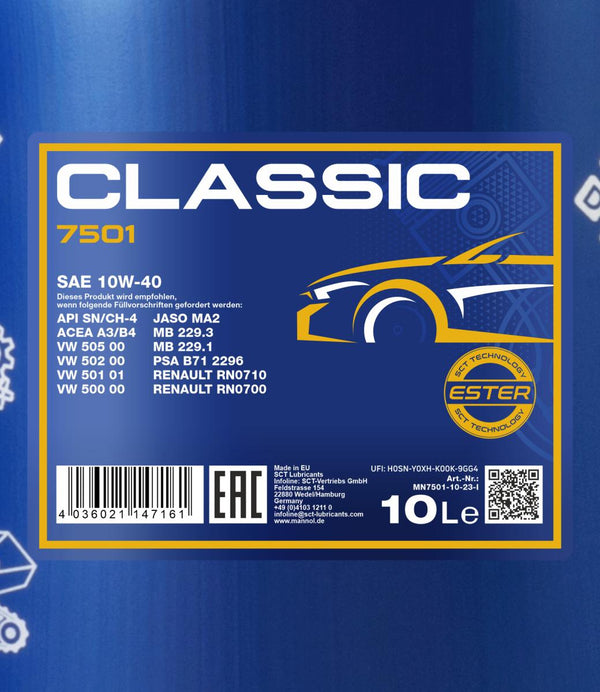 Mannol 7501 Classic 10W-40 Motorolie - 10 Liter