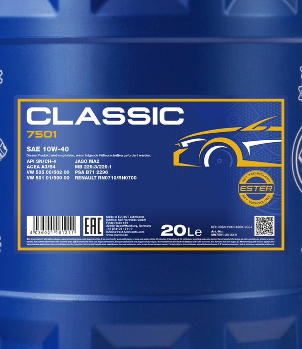 Mannol 7501 Classic 10W-40 Motorolie - 20 Liter