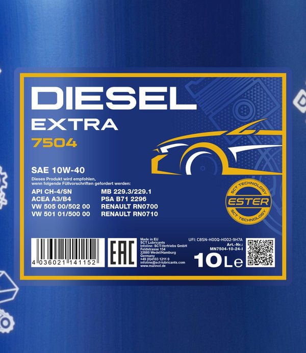 Mannol 7504 Diesel Extra 10W-40 Motorolie - 10 Liter