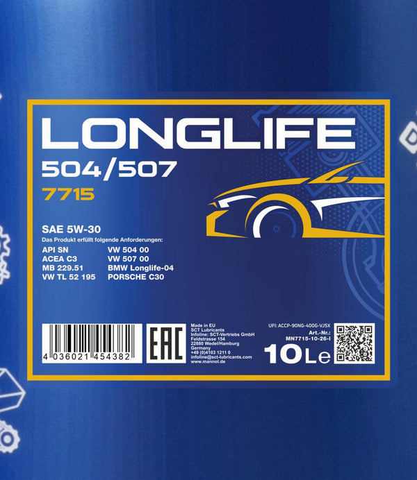 Mannol 7715 Longlife 504/507 5W-30 Motorolie - 10 Liter