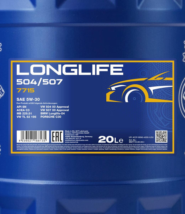 Mannol 7715 Longlife 504/507 5W-30 Motorolie - 20 Liter