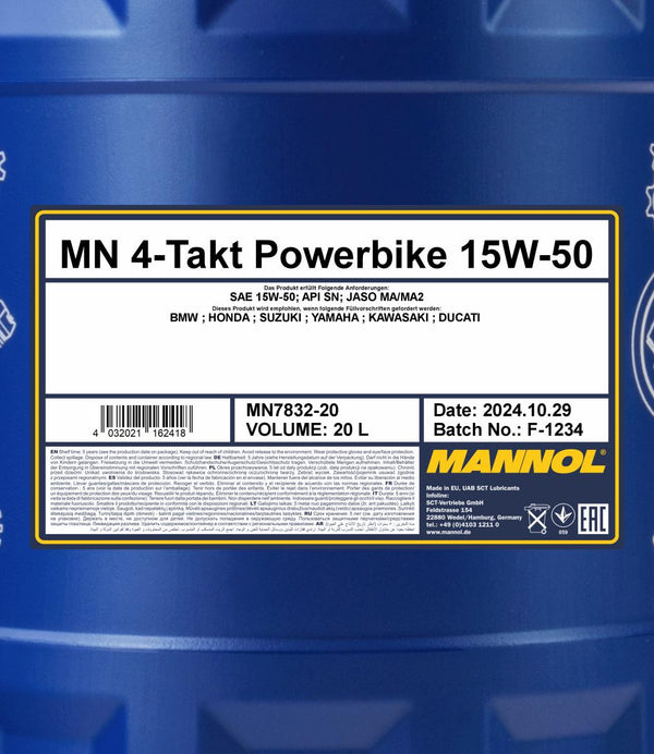 Mannol 7832 4-TAKT Powerbike 15W-50 2-takt olie - 20 Liter