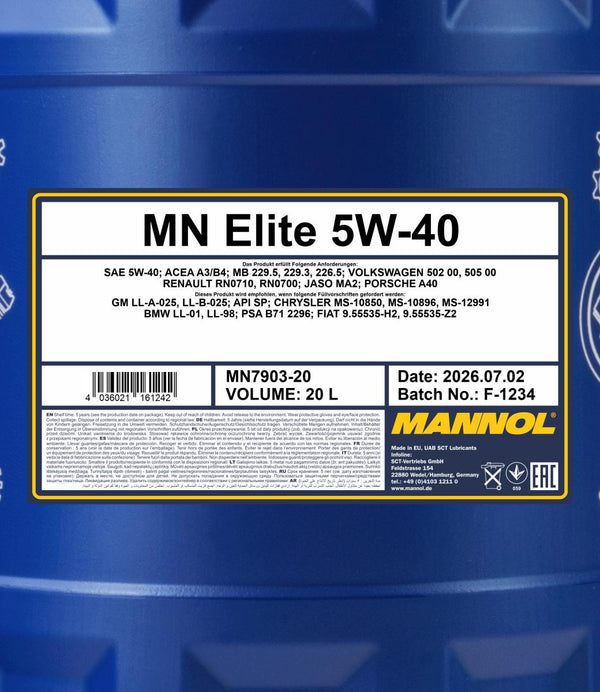 Mannol 7903 Elite 5W-40 Motorolie - 20 Liter