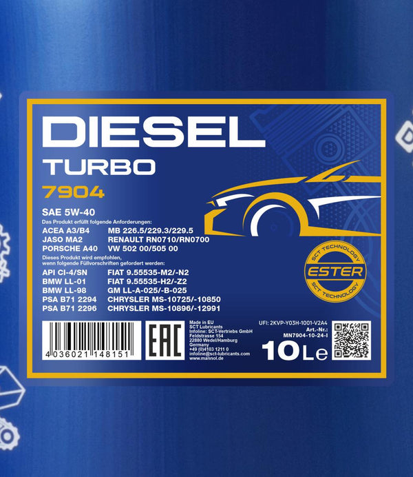Mannol 7904 Diesel Turbo 5W-40 Motorolie - 10 Liter
