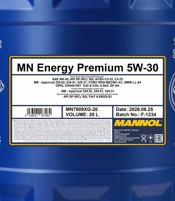 Mannol 7908 Energy Premium 5W-30 Motorolie - 20 Liter