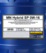 Mannol 7920 Hybrid SP 0W-16 Motorolie - 20 Liter